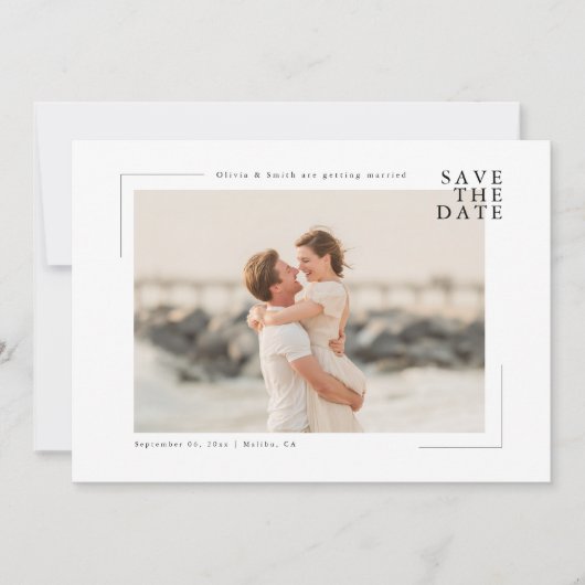 Modern Minimal Coastal Photo Wedding Save the Date (Voorkant)