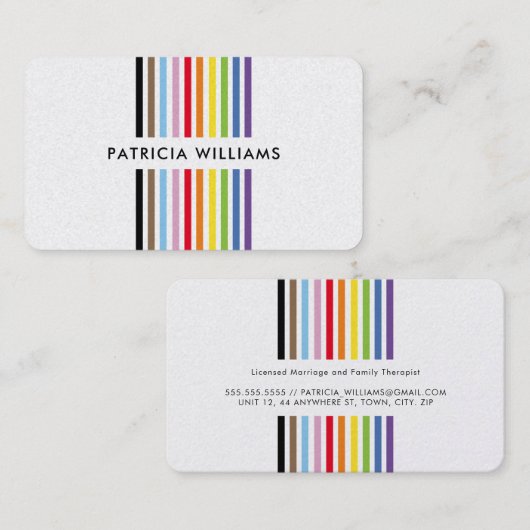 MODERN MINIMAL colorful stripe rainbow pride LGBTQ Visitekaartje (Voorkant / Achterkant)