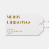 Modern Minimal Contemporary Gold Vrolijk Kerstfees Cadeaulabel (Voorkant (Horizontaal))