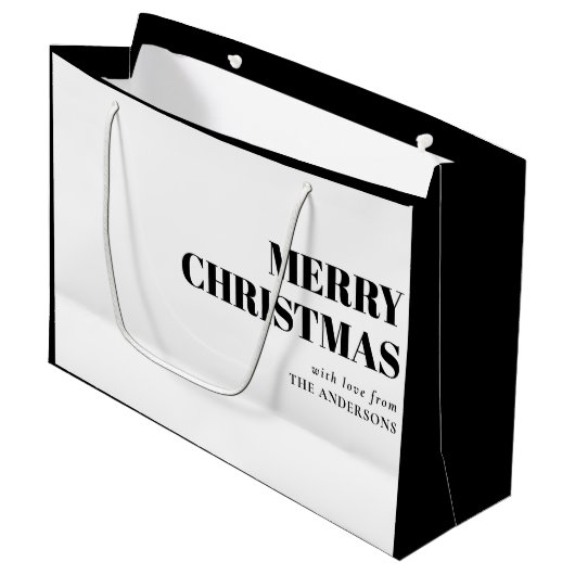 Modern Minimal Contemporary Vrolijk Kerstfeest Groot Cadeauzakje (Voorkant Gekanteld)