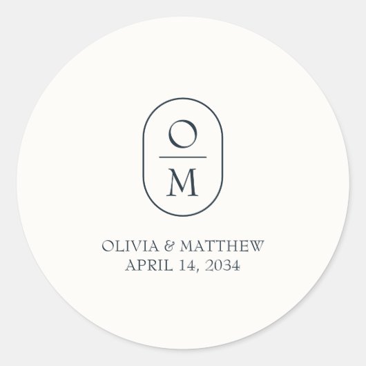 Modern Minimal Couple Monogram Wedding Sticker (Voorkant)