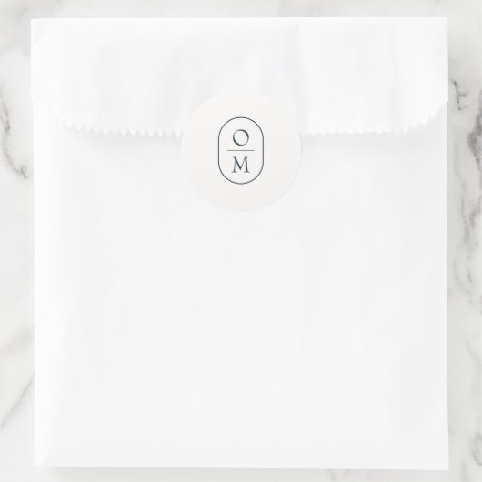 Modern Minimal Couple Monogram Wedding Sticker (Tas)