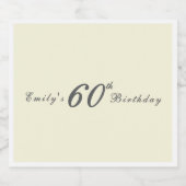 Modern Minimal Cream 60th Birthday Sparkling Wijnetiket (Enkel label)