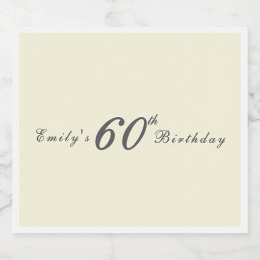 Modern Minimal Cream 60th Birthday Sparkling Wijnetiket (Enkel label)