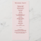 Modern Minimal Crimson & Roos Trouwceremonie Programmakaart (Achterkant)