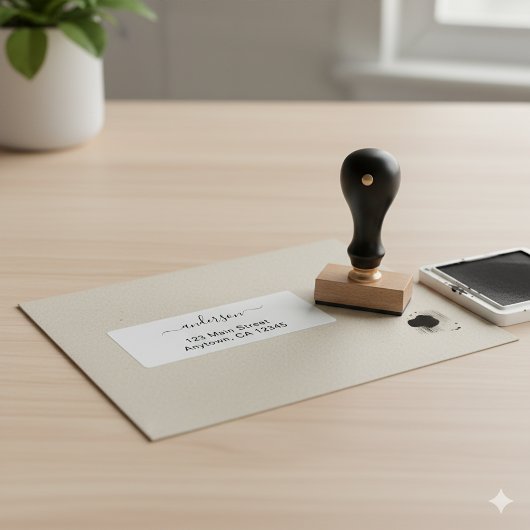 Modern Minimal Custom Address Wood Stamp Design Rubberstempel