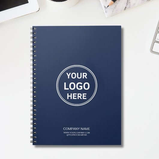 Modern Minimal Custom Logo Navy Blue Notitieboek