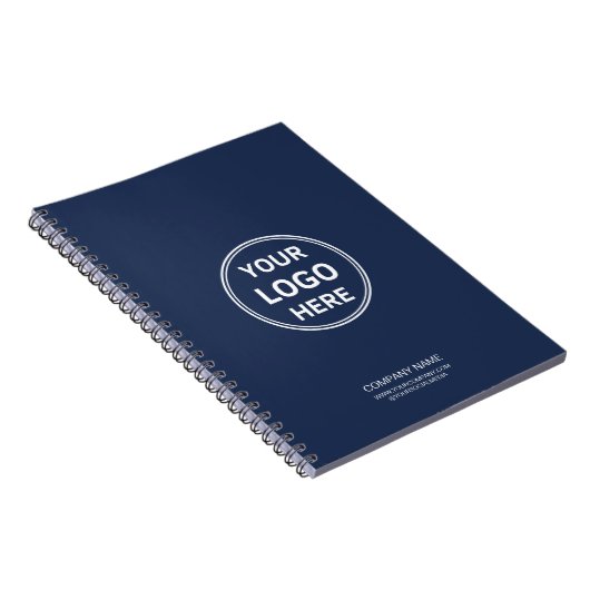 Modern Minimal Custom Logo Navy Blue Notitieboek (Rechterzijde)