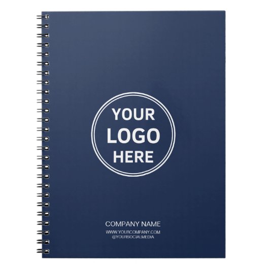 Modern Minimal Custom Logo Navy Blue Notitieboek (Voorkant)