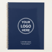 Modern Minimal Custom Logo QR Code Navy Blue Planner (Voorkant)