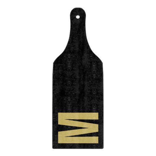 Modern Minimal Custom Monogram Zwart Goud Snijplank (Voorkant)