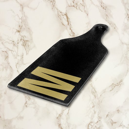 Modern Minimal Custom Monogram Zwart Goud Snijplank