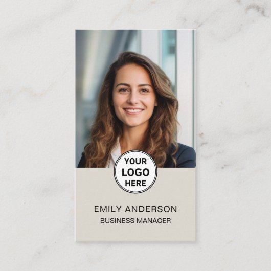 Modern Minimal Custom Photo Logo QR Visitekaartje (Voorkant)