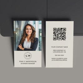 Modern Minimal Custom Photo Logo QR Visitekaartje