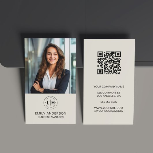 Modern Minimal Custom Photo Logo QR Visitekaartje