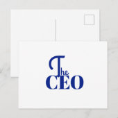 Modern Minimal De CEO Blauw Aankondigingskaart (Voorkant / Achterkant)