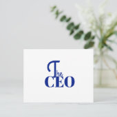 Modern Minimal De CEO Blauw Aankondigingskaart (Staand voorkant)