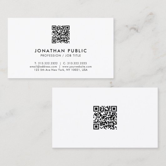 Modern Minimal Design Elegante professionele QR-co Visitekaartje (Voorkant / Achterkant)