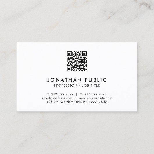 Modern Minimal Design Elegante professionele QR-co Visitekaartje (Voorkant)
