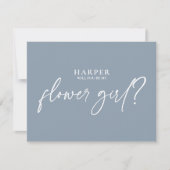 Modern Minimal Dusty Blue Bloemenmeisje Voorstel (Voorkant)