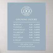 Modern Minimal Dusty Blue  Business Opening Hours Poster (Voorkant)