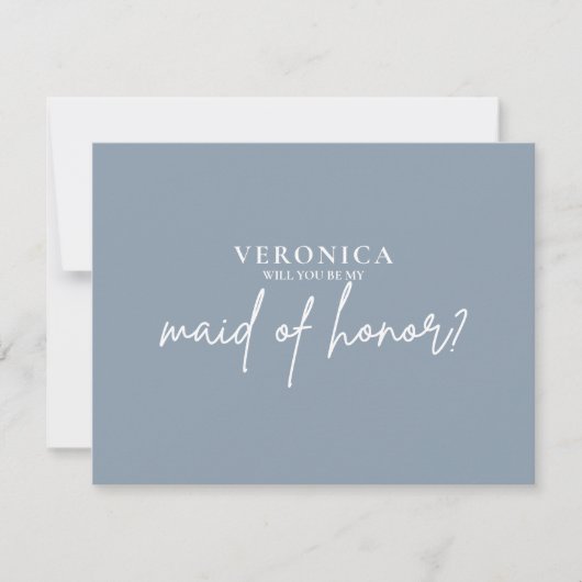 Modern Minimal Dusty Blue Maid of Honor Voorstel (Voorkant)