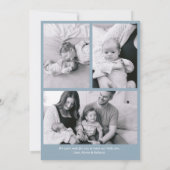 Modern Minimal Dusty Blue Pasgeboren Baby Geboorte Aankondiging (Achterkant)