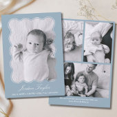 Modern Minimal Dusty Blue Pasgeboren Baby Geboorte Aankondiging