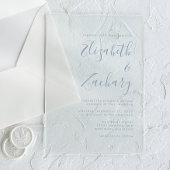 Modern Minimal Dusty Blue Script Wedding Acryl Uitnodigingen