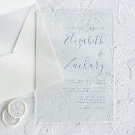 Modern Minimal Dusty Blue Script Wedding Acryl Uitnodigingen