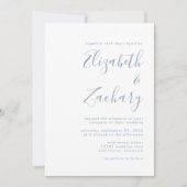 Modern Minimal Dusty Blue Script Wedding Kaart (Voorkant)