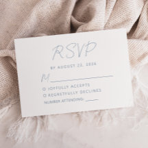 Modern Minimal Dusty Blue Script Wedding