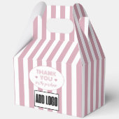 Modern Minimal Dusty Pink Stripes Business Logo Bedankdoosjes (Achterkant)