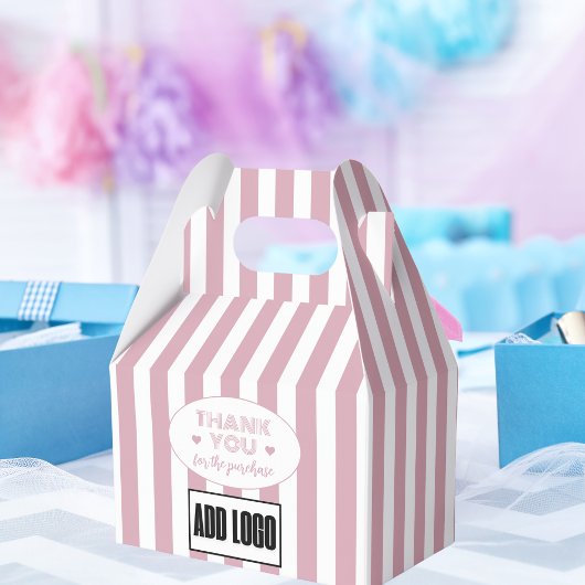 Modern Minimal Dusty Pink Stripes Business Logo Bedankdoosjes