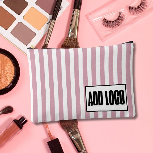 Modern Minimal Dusty Pink Stripes Business Logo Etui