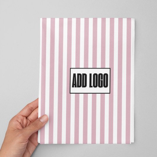 Modern Minimal Dusty Pink Stripes Business Logo Inpakpapier Vel