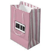Modern Minimal Dusty Pink Stripes Business Logo Medium Cadeauzakje (Voorkant Gekanteld)