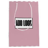 Modern Minimal Dusty Pink Stripes Business Logo Medium Cadeauzakje (Voorkant)
