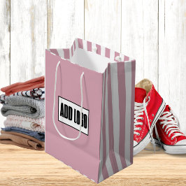 Modern Minimal Dusty Pink Stripes Business Logo Medium Cadeauzakje