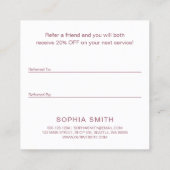 Modern Minimal Dusty Roos Eenvoudige Klant Aanbevelingskaartje (Achterkant)