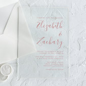 Modern Minimal Dusty Roos Script Wedding Acryl Uitnodigingen