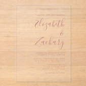 Modern Minimal Dusty Roos Script Wedding Acryl Uitnodigingen (Voorkant)