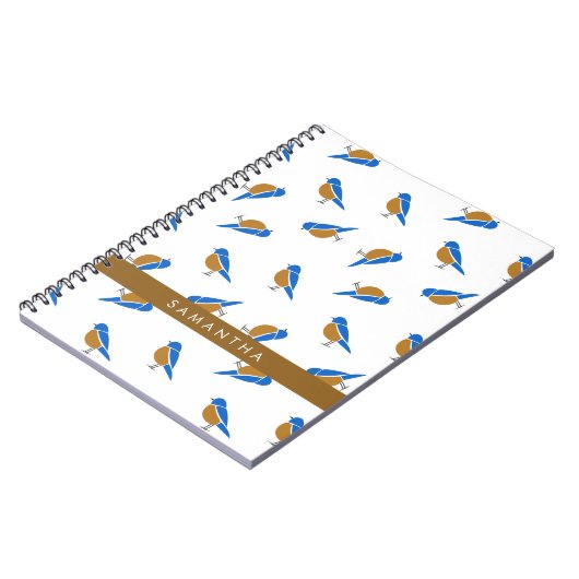 Modern Minimal Eastern Bluebird Pattern Notitieboek (Linkerzijde)