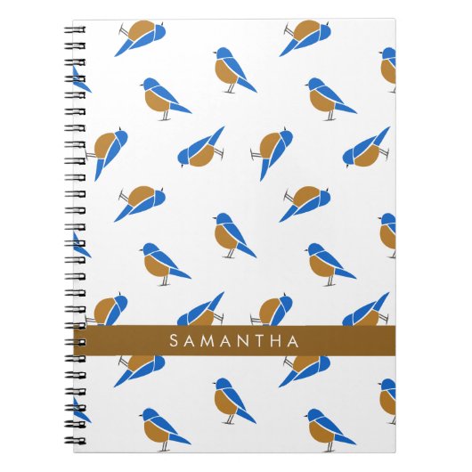 Modern Minimal Eastern Bluebird Pattern Notitieboek (Voorkant)