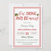 Modern Minimal Eat Drink Be Merry Christmas Party Kaart (Voorkant)