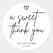 Modern Minimal Een zoete dank u bruiloft gunst Ronde Sticker (Voorkant)