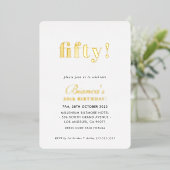 MODERN MINIMAL, eenvoudig chic 50-jarig goud Folie Uitnodiging (Staand Voorkant)