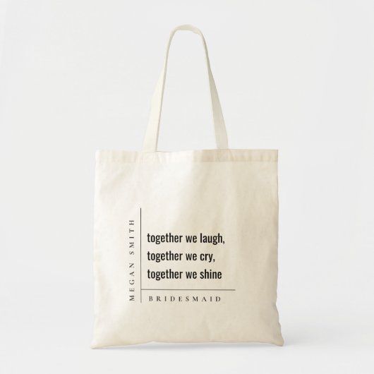 Modern Minimal Eenvoudig Samen Bruidsmeisje Gift Tote Bag (Voorkant)