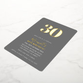 MODERN MINIMAL eenvoudige 30e verjaardag grijs Folie Uitnodiging (Gedraaid)