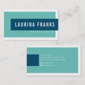 MODERN MINIMAL eenvoudige naam blauwgroen mint nav Visitekaartje (Voorkant / Achterkant)